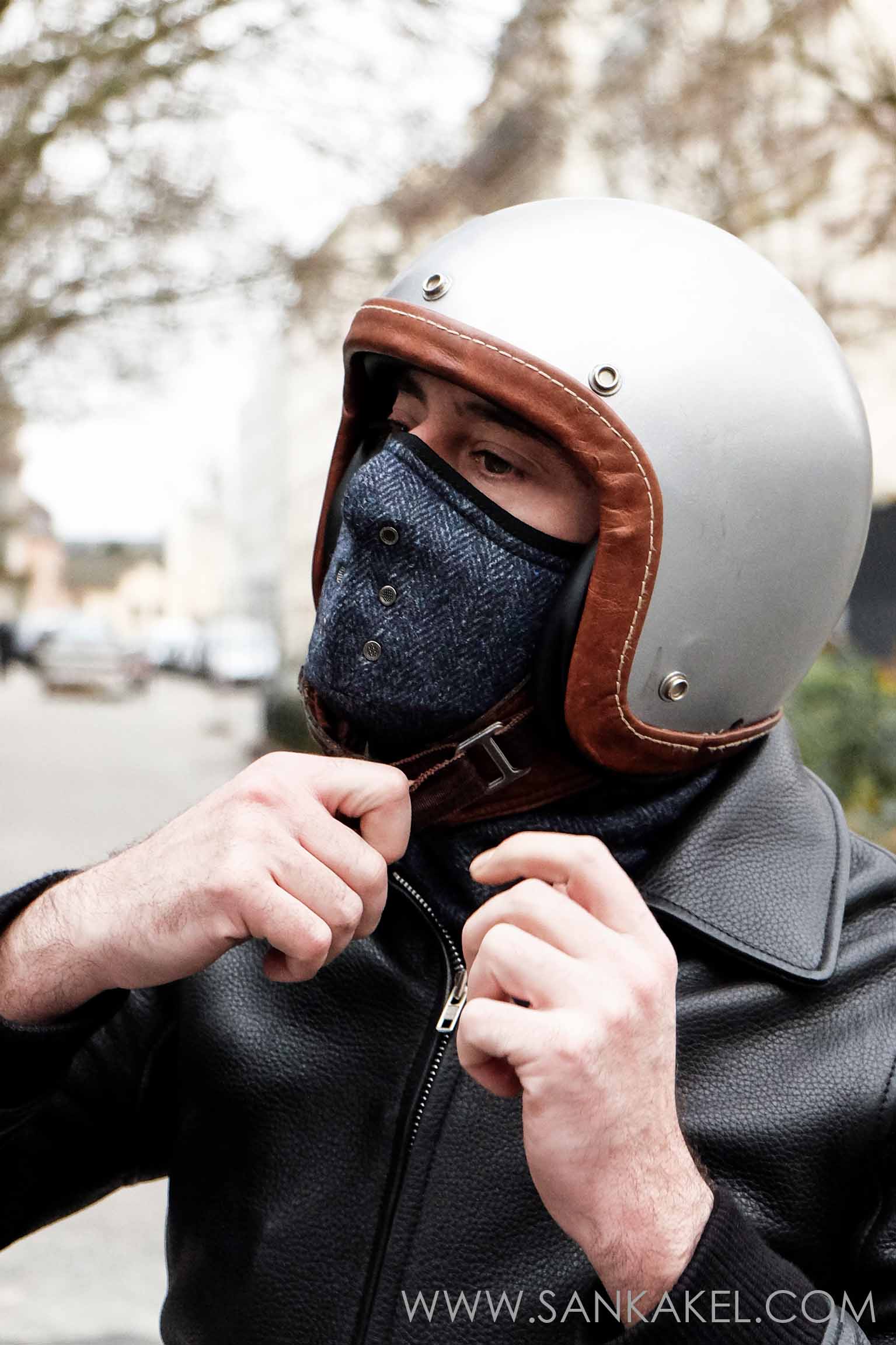 Masque cache-cou tweed Bleu Royal