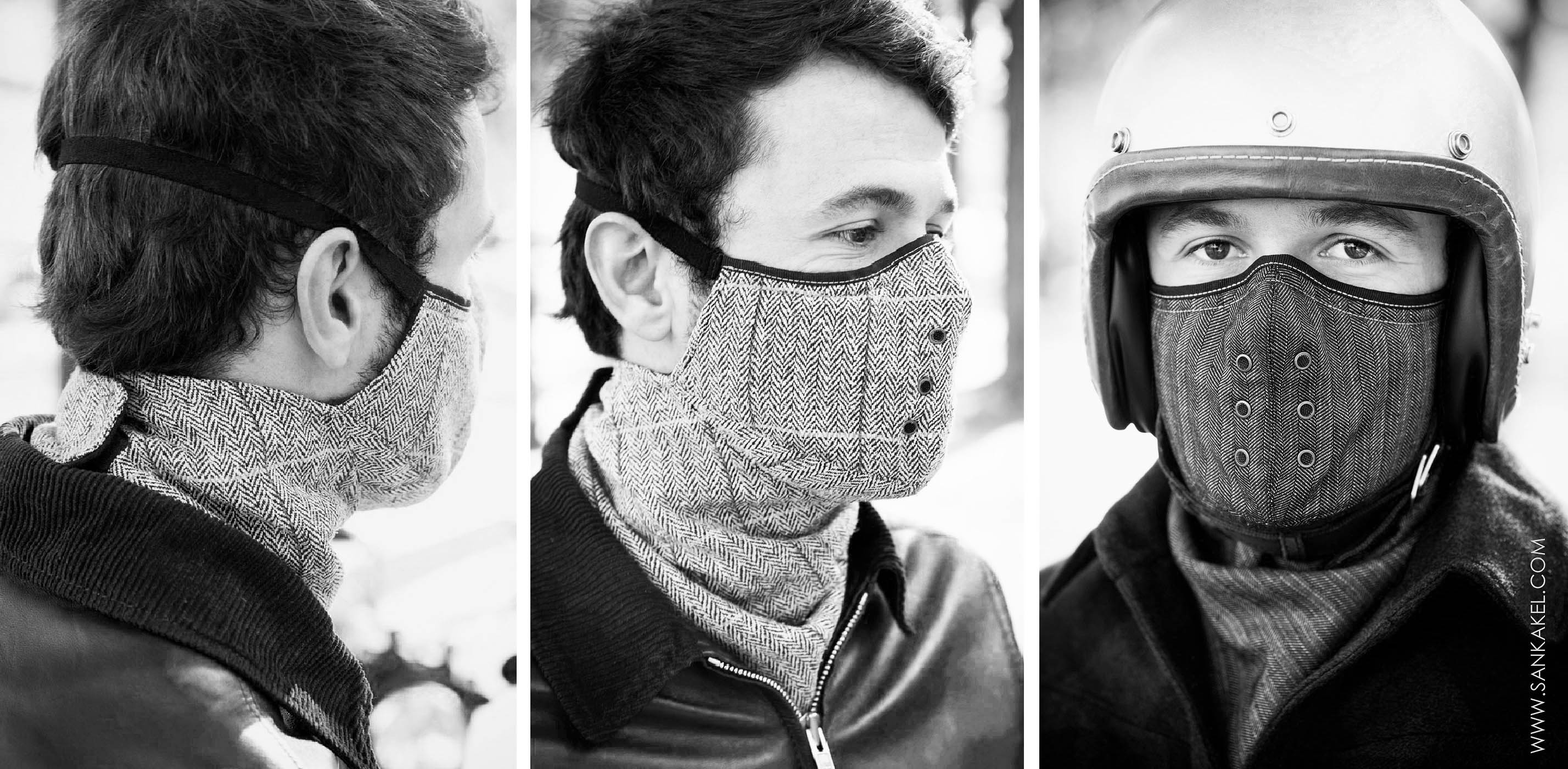 Masque cache-cou tweed "black khaki"