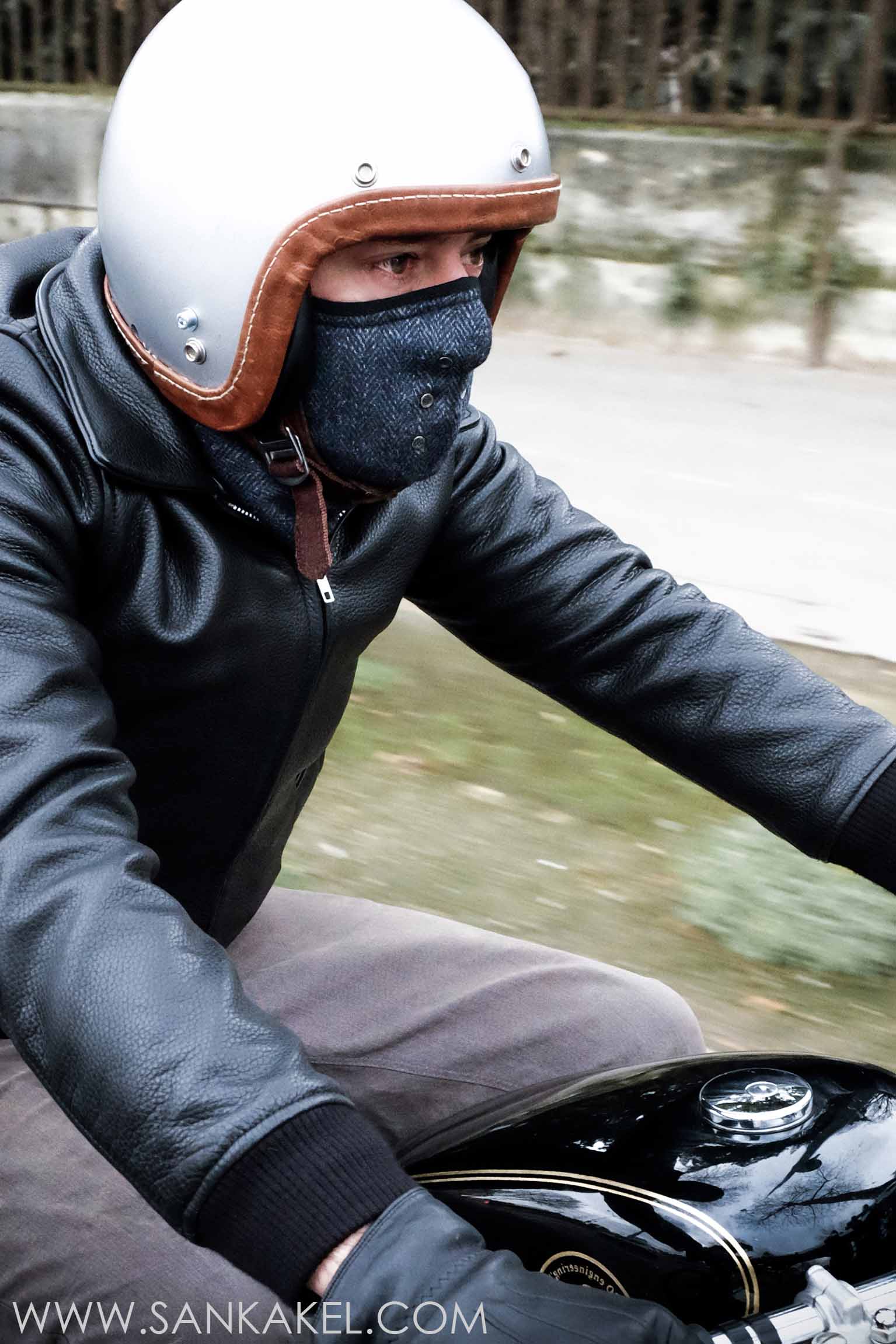 Masque cache-cou tweed Bleu Royal