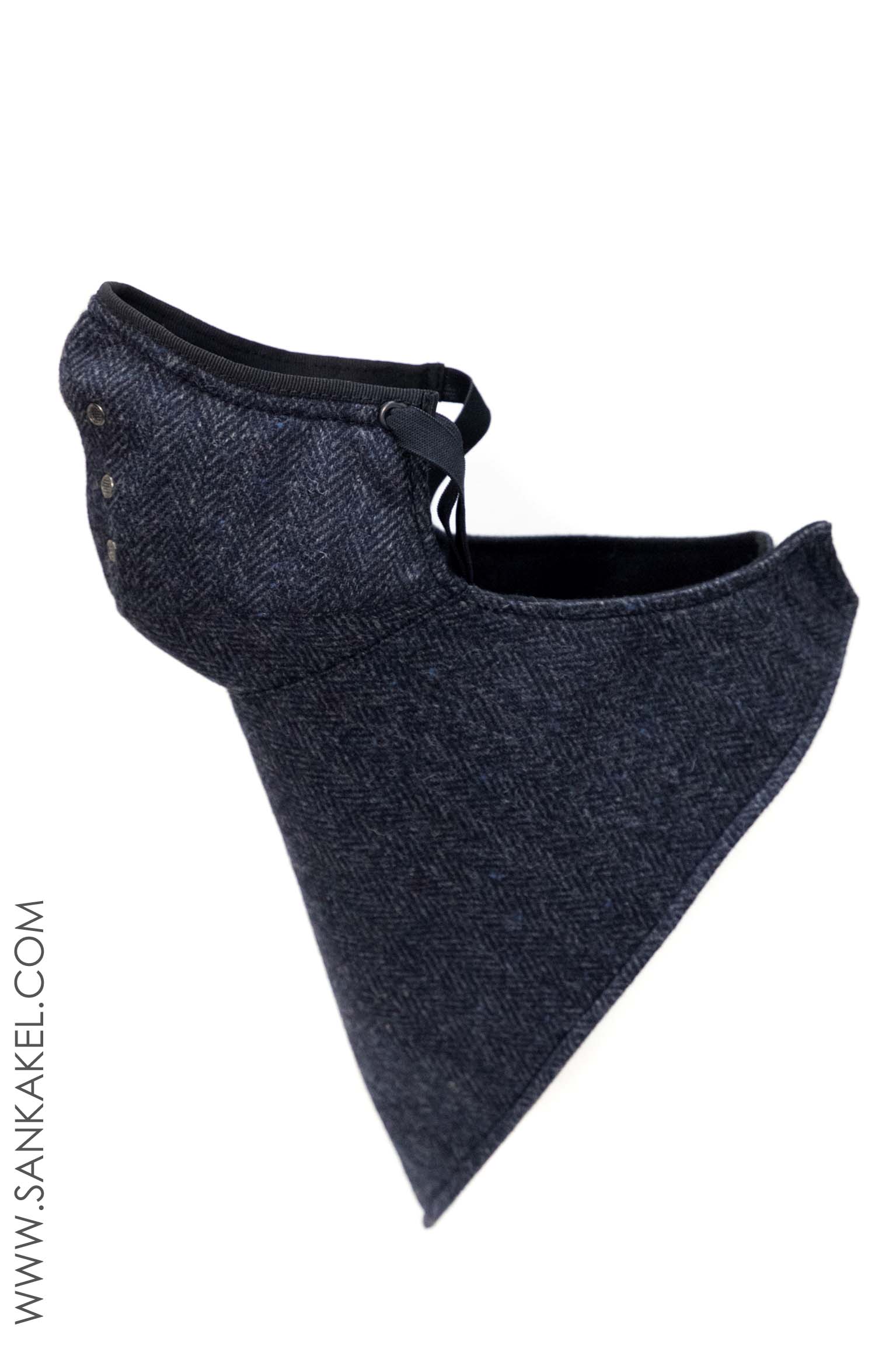 Masque cache-cou tweed Bleu Royal